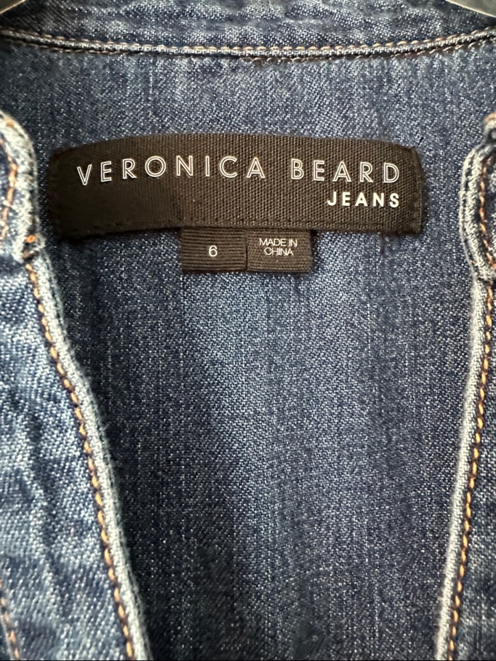Veronica Beard Sleeveless Belted Denim Midi Dress - Blue - Picture 3 of 7